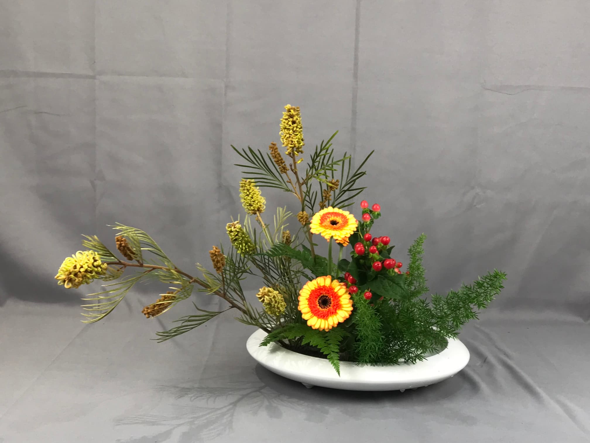 Arrangement Moribana Tashu Ike quatre saisons style Ohara
